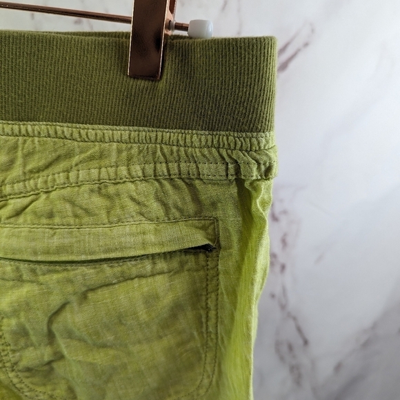 Toad & Co Shorts Womens Small Linen Roll Bermuda Pull On Elastic Chartreuse Lina - Picture 10 of 11